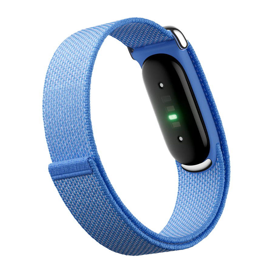 Fitbit Air band with a woven strap, showing its heart-rate sensor